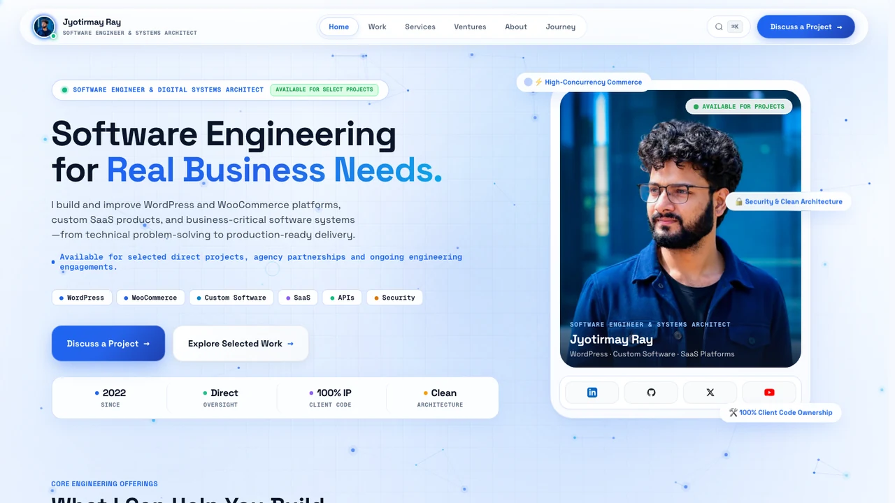 Jyotirmay Ray Founder Portfolio systems engineering interface